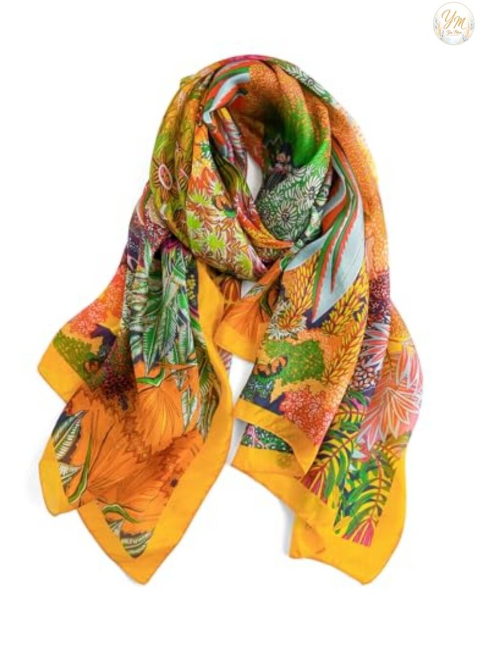 100% Mulberry Silk Scarf Women Large Floral Shawl Wrap Gift